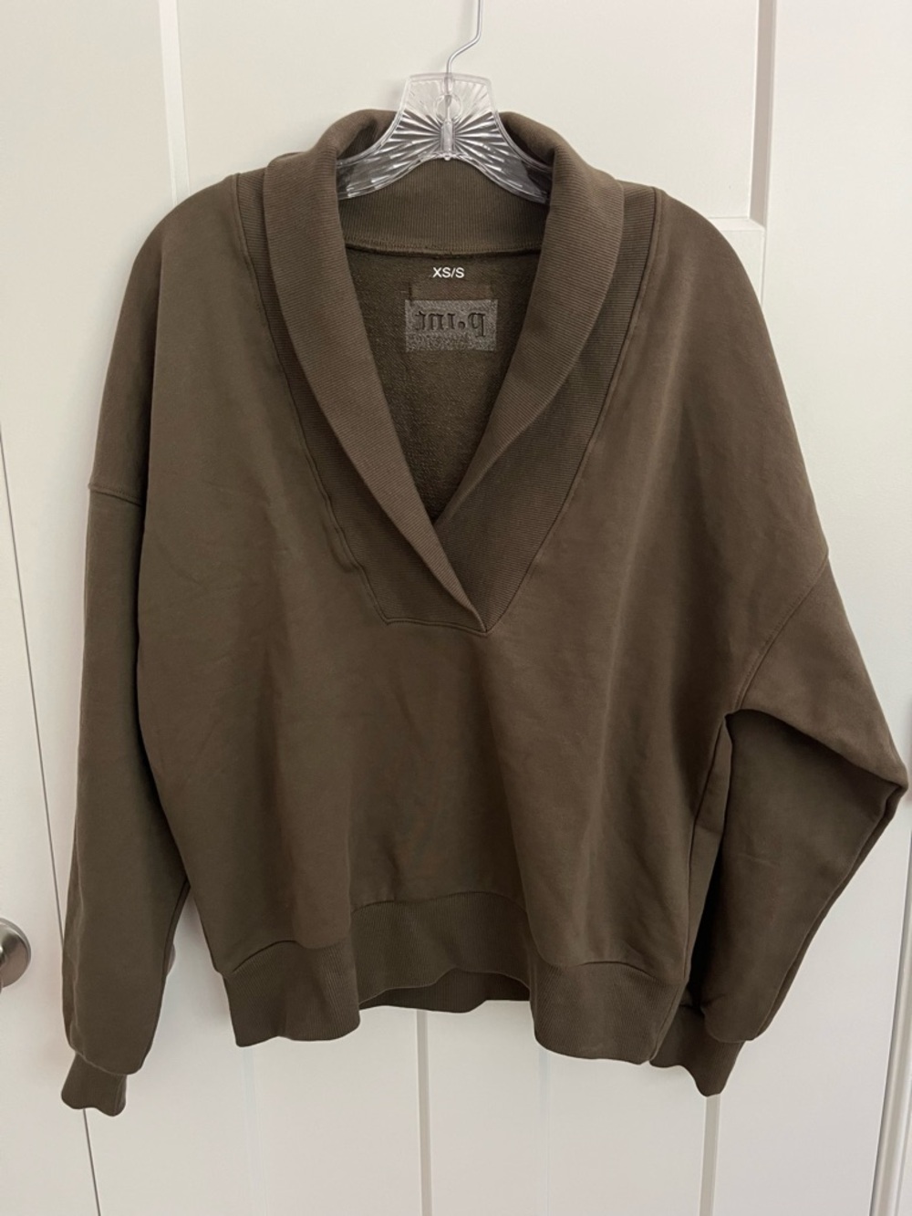 P.INT Oversized Sweatshirt Womens XS/S Olive Green Lounge Pullover Minimalist